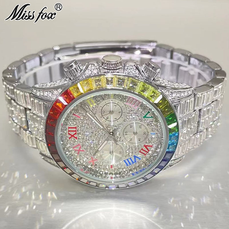 Luxury Watch Iceberg - MISSFOX-Montre Glacée de Luxe pour Homme,