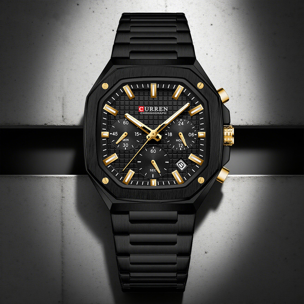 Luxury Watch With Bracelet - CURREN montre chronographe carrée de luxe
