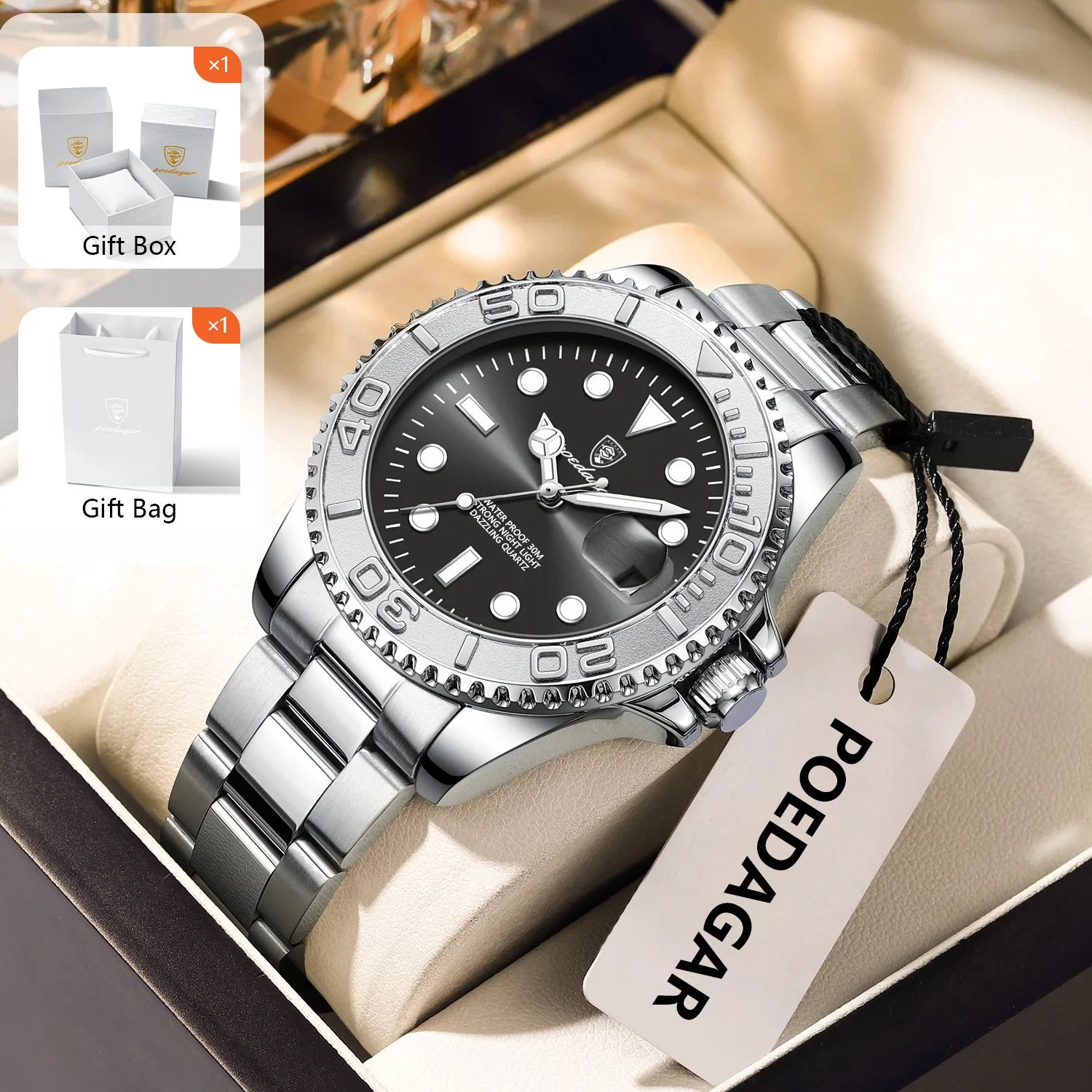 POEDAGAR montre de Sport à la  - Luxury Watch With Bracelet avis et prix