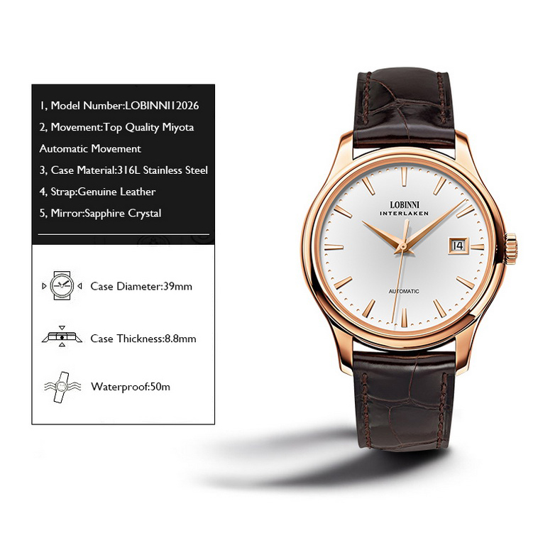 LOBINNI hommes montre automati - Dress Watch Ultra Thin avis et prix